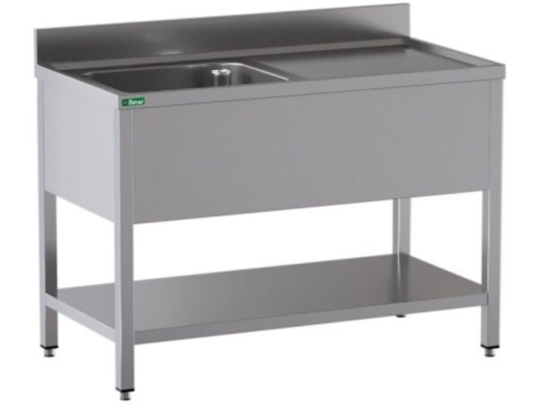 Lavello Aperto Inox 1 Vasca Sgocciolatoio a Sinistra
