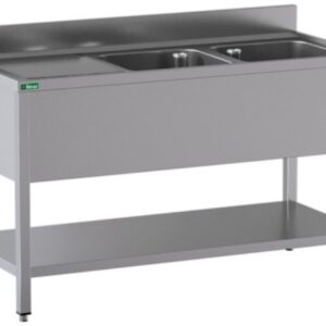 Lavello Aperto Inox 2 Vasche Sgocciolatoio a Destra - 2