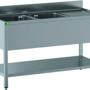Lavello Aperto Inox 2 Vasche Sgocciolatoio a Sinistra - 3