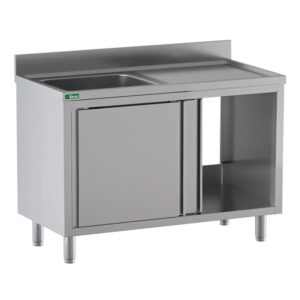 Lavello Armadiato Inox 1 Vasca Sgocciolatoio a Sinistra - 1