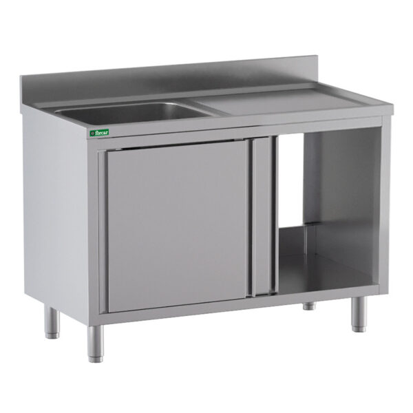 Lavello Armadiato Inox 1 Vasca Sgocciolatoio a Sinistra