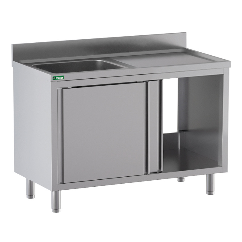 Lavello Armadiato Inox 1 Vasca Sgocciolatoio a Sinistra
