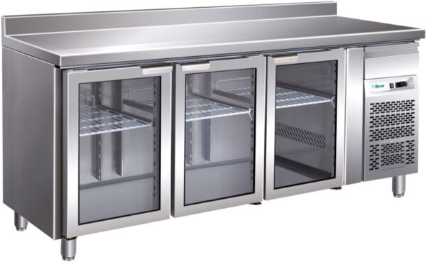 Tavolo Refrigerato Ventilato con Vetro e Alzatina