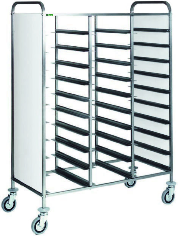 Carrello Portavassoi Pannello Bianco 30 Vassoi 117x62 cm