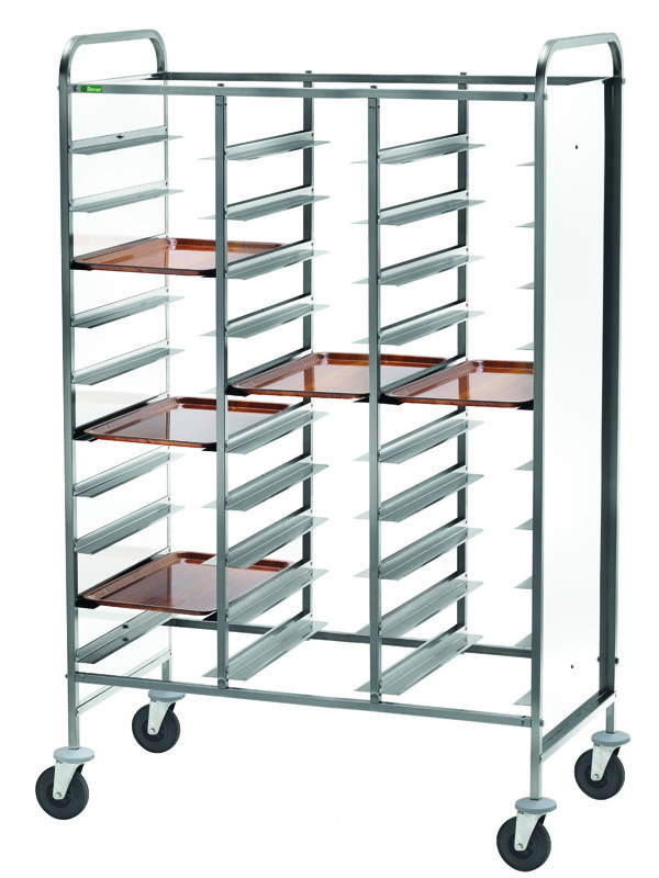 Carrello Portavassoi Rinforzato 30 Vassoi Pannello Bianco 118x62 cm