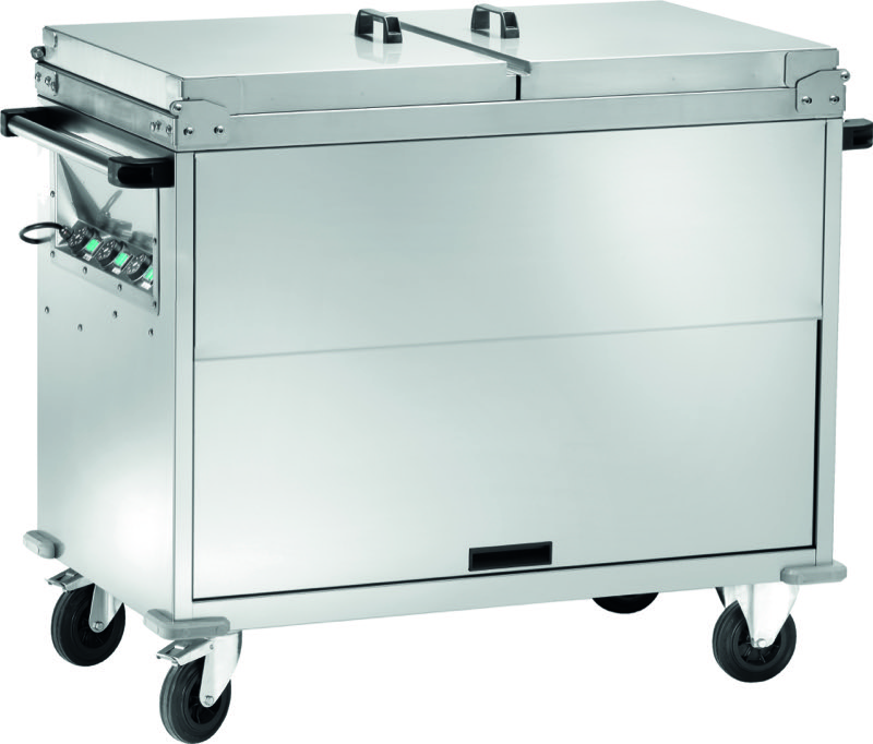 Carrello Termico Bagnomaria Armadiato con Coperchi Temperature Differenziate con