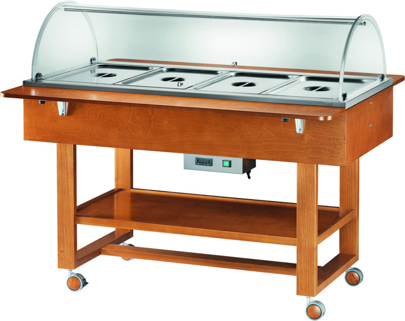 Espositore Termico a Bagnomaria 4 x GN 1/1 con Cupola e 2 Mensole