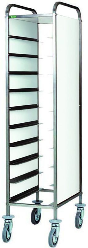 Carrello Portavassoi Pannello Bianco 10 Vassoi 45x62 cm