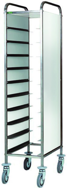 Carrello Portavassoi Pannello Inox 10 Vassoi 45x62 cm