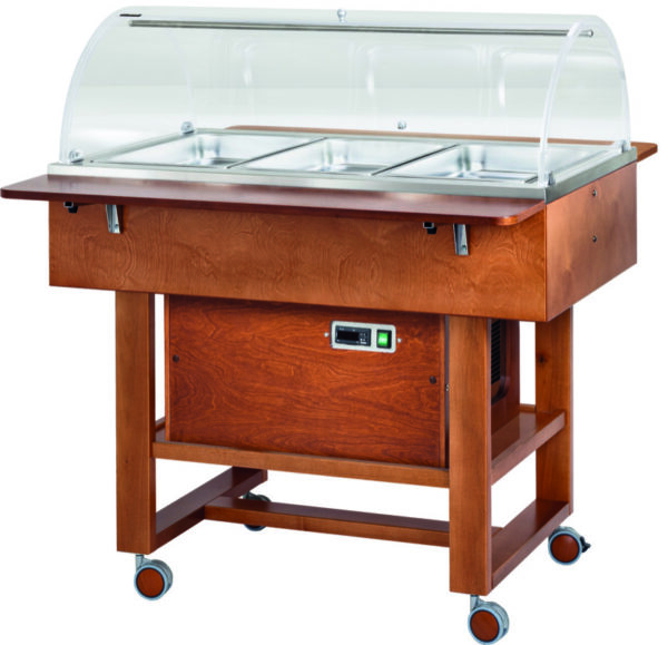 Carrello Refrigerato in Legno 3xGN1/1 Cupola Semicircolare 2 Mensole Negativo CL