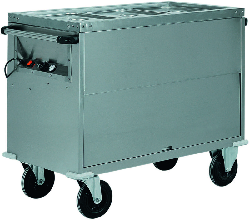 Carrello Termico Bagnomaria Armadiato 3xGN1/1 con Vano Inferiore Riscaldato 130x