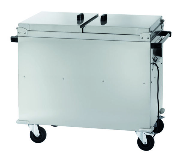 Carrello Termico Bagnomaria Armadiato con Coperchi Vano Inferiore Riscaldato 2xG