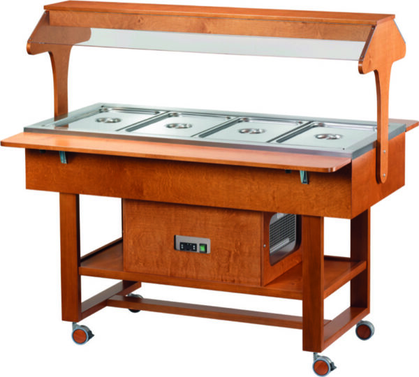 Espositore Refrigerato in Legno con Luce Neon 4xGN1/1 148x82/112 cm