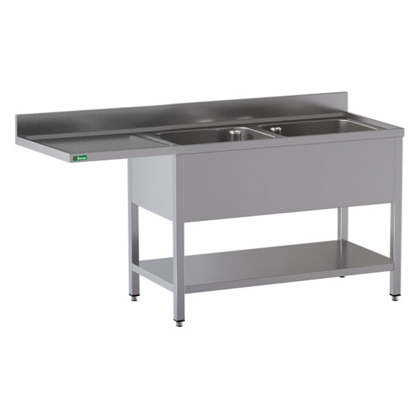 Lavello a Sbalzo Inox 2 Vasche Sgocciolatoio a Destra