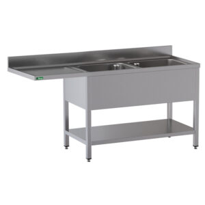 Lavello a Sbalzo Inox 2 Vasche Sgocciolatoio a Destra - 3