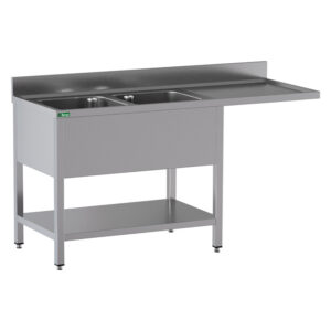 Lavello a Sbalzo Inox 2 Vasche Sgocciolatoio a Sinistra - 1