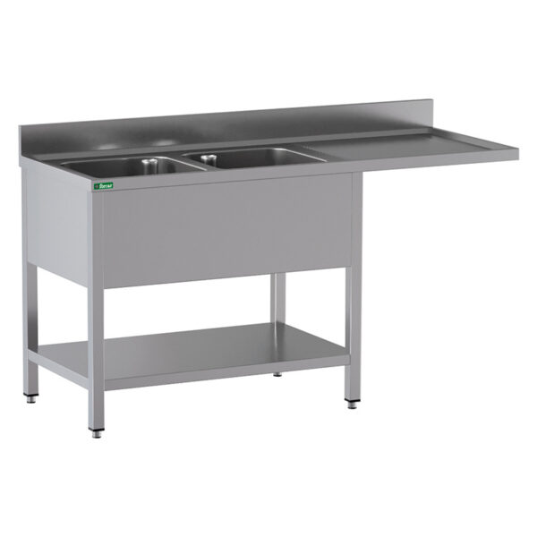 Lavello a Sbalzo Inox 2 Vasche Sgocciolatoio a Sinistra