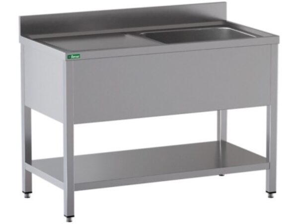 Lavello Aperto Inox 1 Vasca Sgocciolatoio a Destra