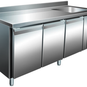 Tavolo Refrigerato Ventilato con Alzatina Piano GN 1/1 e Lavello 40x40 cm - 3