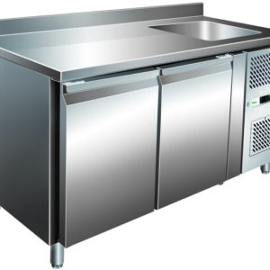 Tavolo Refrigerato Ventilato con Alzatina Piano GN 1/1 e Lavello 40x40 cm - 2