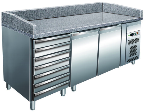 Banco Pizza Refrigerato Ventilato 390 L Inox e Granito G-PZ2610TN