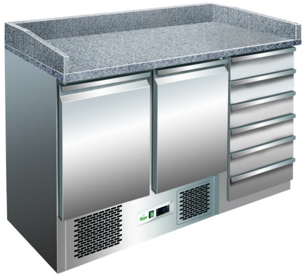 Banco Pizza Refrigerato Statico 257 L con Piano in Granito e Cassetto G-S903PZCA