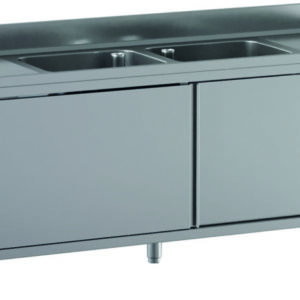 Lavello Armadiato Inox 2 Vasche Sgocciolatoio Centrale 200x70x95 cm GDS207M2CS