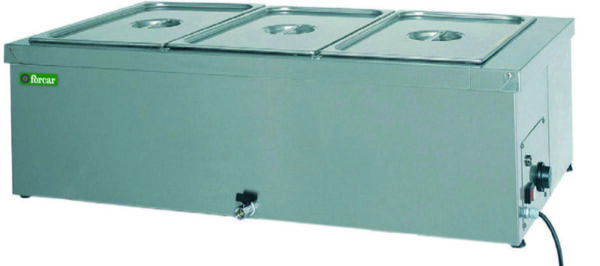Tavola Calda a Bagnomaria 3 x GN 1/1 200h Coibentata con Scarico 2000W BM1784