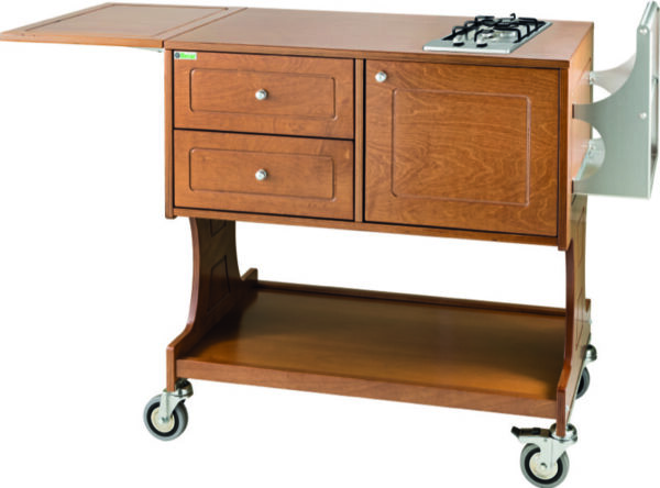 Carrello Flambé 2 Fuochi Legno Castagno CL2750