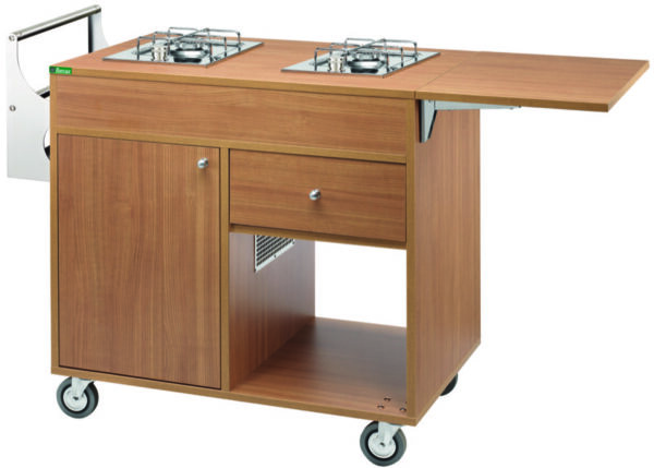 Carrello Flambé 2 Piastre 1 Fuoco Separato CF1202
