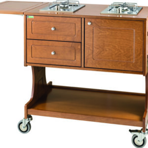 Carrello Flambé 2 Piastre Separato Legno Castagno CL2752 - 5