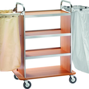 Carrello Portabiancheria 2 Sacchi 4 Piani 90/143x50 cm - 1