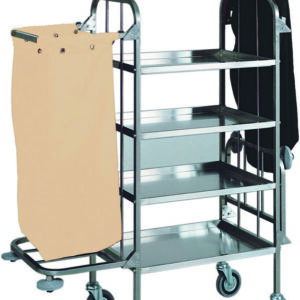 Carrello Portabiancheria 2 Sacchi Inox 4 Piani 75/136x55 cm