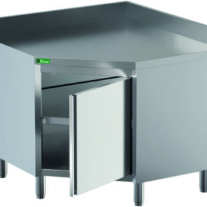 Tavolo Armadiato ad Angolo Inox con Alzatina 90x90x60x95 cm GDCC996A