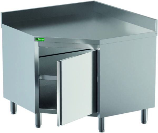 Tavolo Armadiato ad Angolo Inox con Alzatina 90x90x60x95 cm GDCC996A