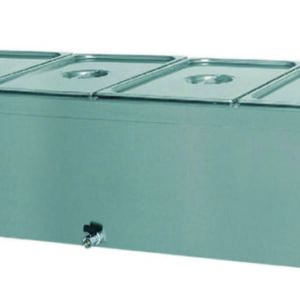 Tavola Calda a Bagnomaria 4 x GN 1/1 200h Coibentata con Scarico 2000W BM1786