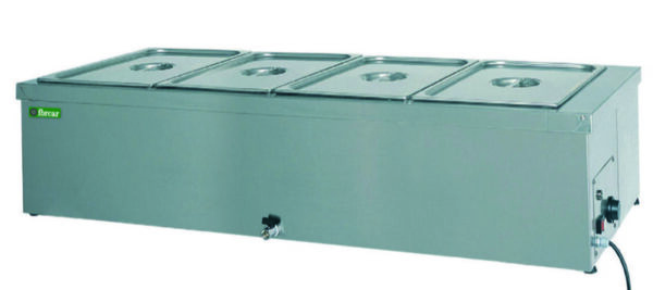 Tavola Calda a Bagnomaria 4 x GN 1/1 200h Coibentata con Scarico 2000W BM1786