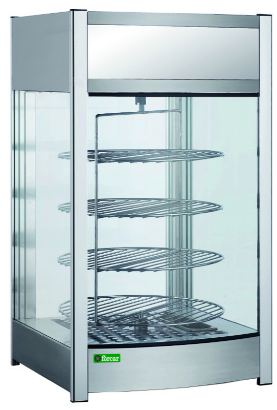 Vetrina Riscaldata da Banco 4 Piani Tondi Rotanti Ø35 cm Antine Plexiglass