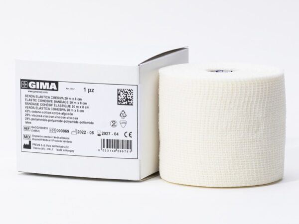 Benda Elastica Coesiva 20 m x 8 cm per Fissaggio Medicazione - 40 pezzi