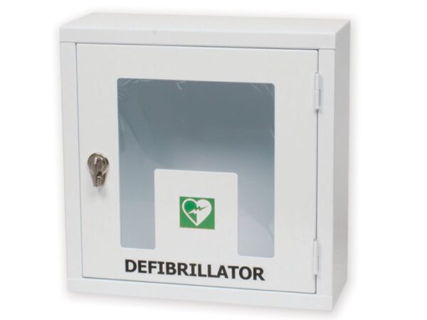 Armadietto Metallo per Defibrillatori da Interno Bianco con Porta a 180° - 2 pz