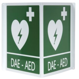 Cartello Segnalatore DAE/AED Doppio in Alluminio 34x36 cm per Defibrillatori - 6