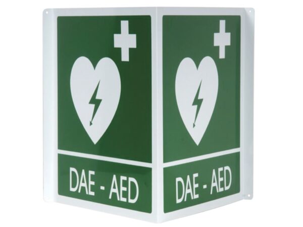 Cartello Segnalatore DAE/AED Doppio in Alluminio 34x36 cm per Defibrillatori - 6