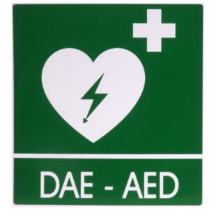 Cartello Segnalatore DAE/AED in Alluminio 29x36 cm per Defibrillatori - 15 pezzi