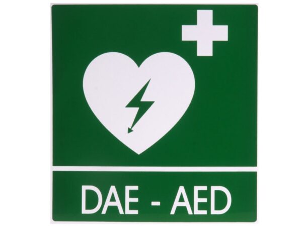 Cartello Segnalatore DAE/AED in Alluminio 29x36 cm per Defibrillatori - 15 pezzi