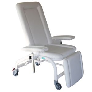 Poltrona per Donatori e Prelievo con Ruote Meccanica Bianca in Metallo - 1
