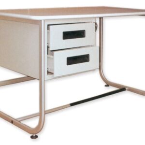 Scrivania da Ambulatorio 130x71x78 cm Grigio Metallizzato, 2 Cassetti