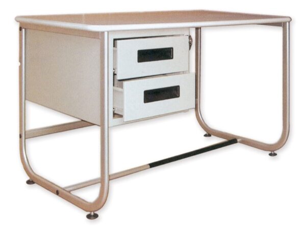 Scrivania da Ambulatorio 130x71x78 cm Grigio Metallizzato, 2 Cassetti