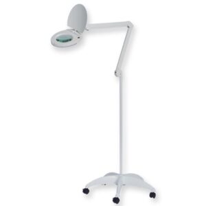Lampada LED Lupa con Lente Ingrandente 5 Diottrie su Carrello con Ruote - 1