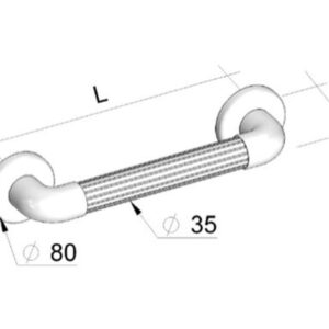 Maniglione Fisso in Plastica PVC Striato 30 cm con Placche di Fissaggio - 20 pz - 3
