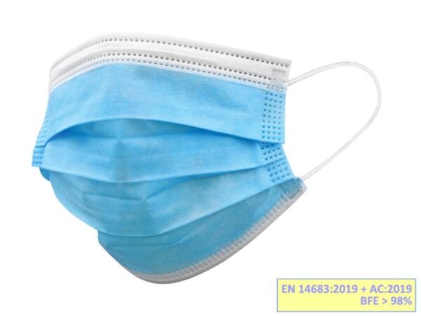 Mascherina Chirurgica Filtrante 98% a 3 Veli Tipo IIR con Elastici Pediatrica Az